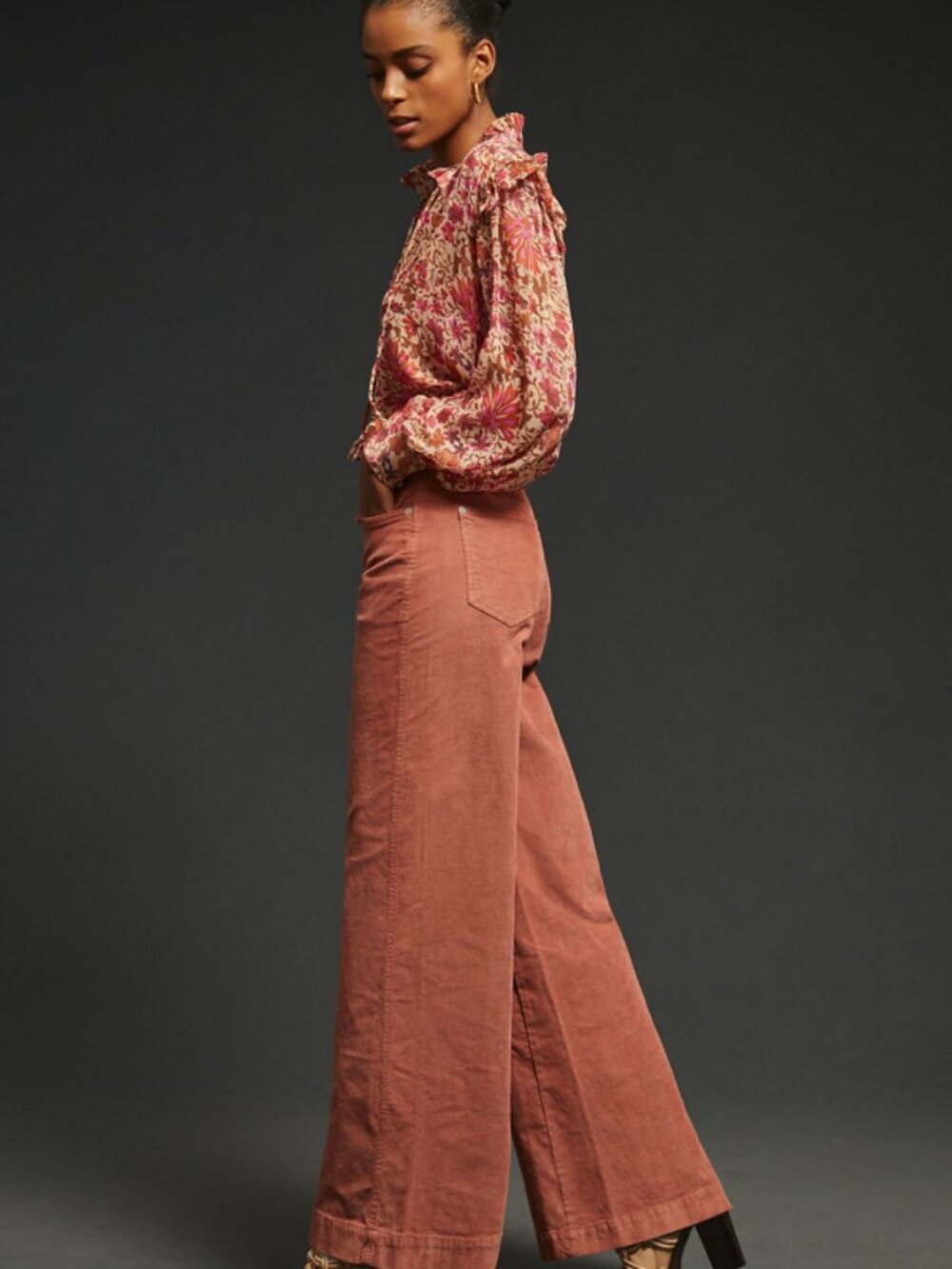 Pilcro Women's Corduroy Wide-Leg Jeans in Rust - Picture 4 of 14